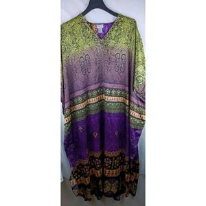 sante classics womens kaftan beach maxi long dress robe one size boho multicolor